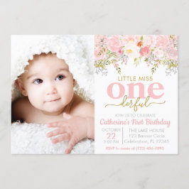 リトル恋しく思ア・ワン・ダーフル・ガール1st誕生日招待状 招待状