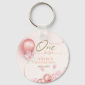 リトル恋しく思ア・ワン・ダーフル・ピンク・フローラ1st誕生日 キーホルダー (正面)