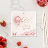 リトル恋しく思ア・ワン・ダーフル・ピンク・フローラ1st誕生日 スタンダードカクテルナプキン (インサイチュ)