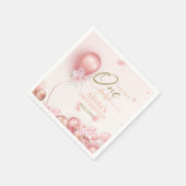 リトル恋しく思ア・ワン・ダーフル・ピンク・フローラ1st誕生日 スタンダードカクテルナプキン (角)