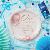 リトル恋しく思ア・ワン・ダーフル・ピンク・フローラ1st誕生日 ペーパープレート (パーティー)