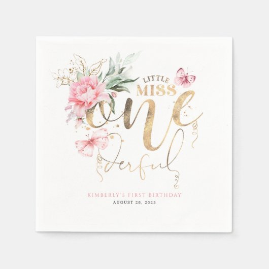 リトル恋しく思オネダーフルかわいいフローラ1st誕生日昼寝 スタンダードカクテルナプキン (正面)