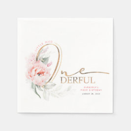 リトル恋しく思オネダーフルかわいいフローラ1st誕生日 スタンダードカクテルナプキン