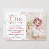 リトル恋しく思オネダーフルガール1st誕生日招待状 招待状 (正面)