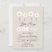 リトル恋しく思オネダーフルデイジークレムサンド誕生日 招待状 (正面)