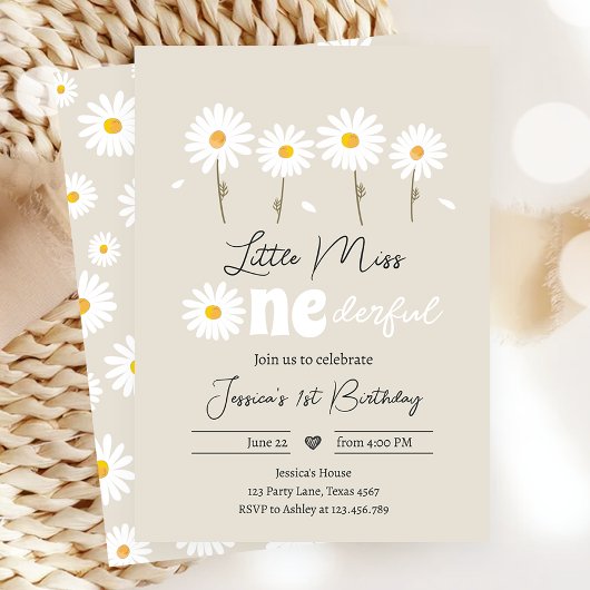 リトル恋しく思オネダーフルデイジークレムサンド誕生日 招待状