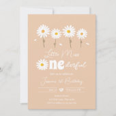 リトル恋しく思オネダーフルデイジーサンドファースト誕生日 招待状 (正面)