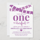 リトル恋しく思オネダーフルパープル誕生日招待状 招待状 (正面)