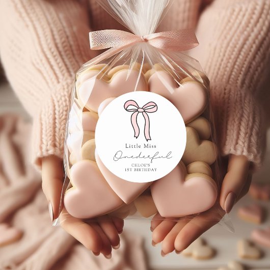 リトル恋しく思オネダーフルピンクドードルボウ ラウンドシール