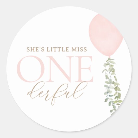 リトル恋しく思オネダーフルピンクバルーン誕生日 ラウンドシール (正面)