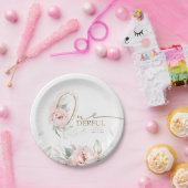 リトル恋しく思オネダーフルピンクフローラ1st誕生日 ペーパープレート (パーティー)