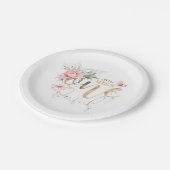 リトル恋しく思オネダーフルピンクフローラ1st誕生日 ペーパープレート (アングル)