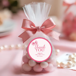 リトル恋しく思オネダーフルピンクボウファースト誕生日 ラウンドシール