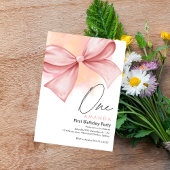 リトル恋しく思オネダーフルピンク1歳の誕生日の招待状 招待状
