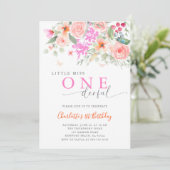 リトル恋しく思オネダーフル明るい女の子1st誕生日 招待状 (スタンド正面)