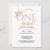 リトル恋しく思オネダーフル王冠1歳の誕生日 招待状 (正面)