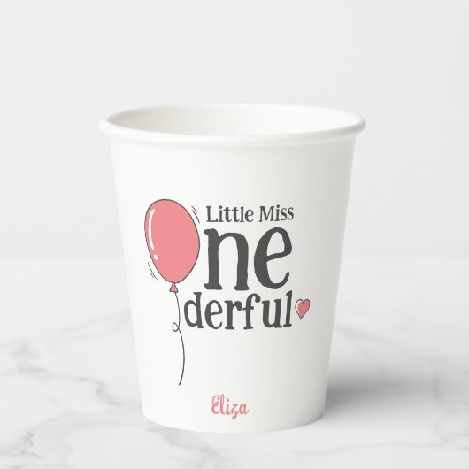 リトル恋しく思オネダーフル第1誕生日ピンクカスタム 紙コップ (正面)