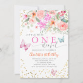 リトル恋しく思オネダーフル蝶ガール1st誕生日 招待状 (正面)