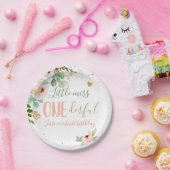 リトル恋しく思オネダーフル誕生日ピンクガール花 ペーパープレート (パーティー)