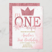 リトル恋しく思オネダーフル誕生日、最初の誕生日 招待状 (正面/裏面)