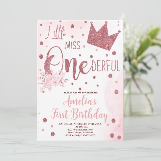 リトル恋しく思オネダーフル誕生日、1歳の誕生日 招待状 (スタンド正面)