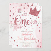 リトル恋しく思オネダーフル誕生日、1歳の誕生日 招待状 (正面/裏面)