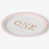 リトル恋しく思オネダーフル金ゴールド1st誕生日 ペーパープレート (アングル)