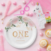 リトル恋しく思オネダーフル金ゴールド1st誕生日 ペーパープレート (パーティー)