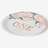 リトル恋しく思オネダーフル金ゴールド1st誕生日 ペーパープレート (アングル)