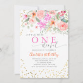 リトル恋しく思オネダーフル鮮やかガール1st誕生日 招待状 (正面)