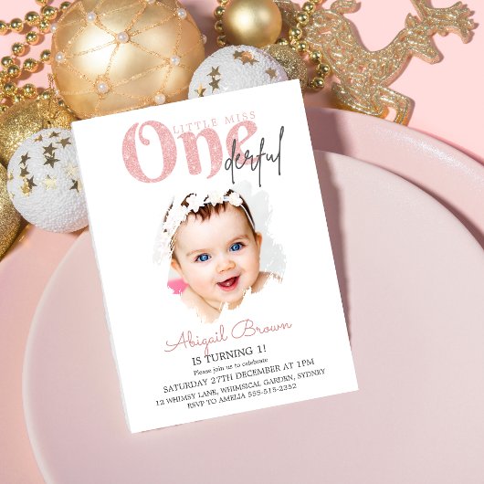 リトル恋しく思オネダーフル1歳の誕生日の招待 招待状