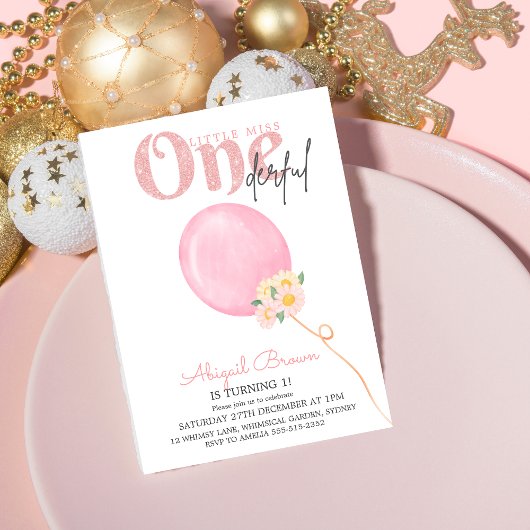 リトル恋しく思オネダーフル1歳の誕生日の招待 招待状