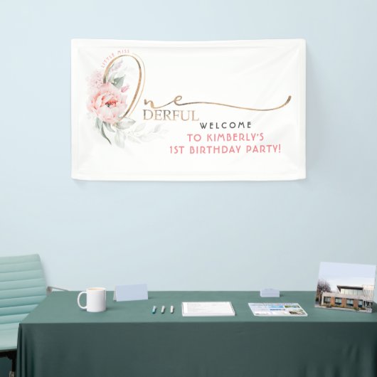 リトル恋しく思オネダーフル1歳の誕生日パーティーへようこそ 横断幕 (トレードショー)