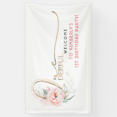 リトル恋しく思オネダーフル1歳の誕生日パーティーへようこそ 横断幕 (縦)