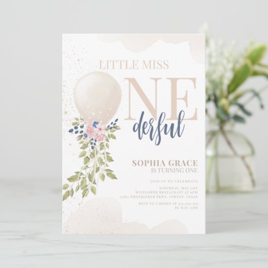 リトル恋しく思オネダーフル1歳の誕生日パーティー 招待状 (スタンド正面)