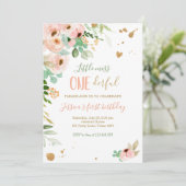 リトル恋しく思オネダーフル1歳の誕生日招待状フローラ 招待状 (スタンド正面)