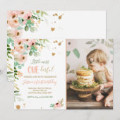 リトル恋しく思オネダーフル1歳の誕生日招待状フローラ 招待状 (正面/裏面)