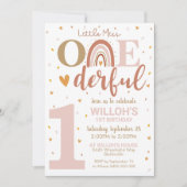 リトル恋しく思オネダーフル1歳の誕生日招待状ボホ 招待状 (正面)