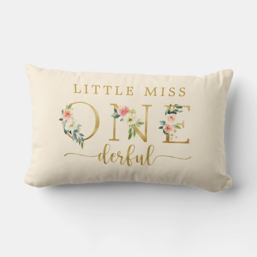 リトル恋しく思オネダーフル1st誕生日ガールデコレーション ランバークッション (裏面)