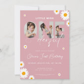 リトル恋しく思オネダーフル1st誕生日3写真デイジー 招待状 (正面)