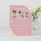 リトル恋しく思オネダーフル1st誕生日3写真デイジー 招待状 (スタンド正面)