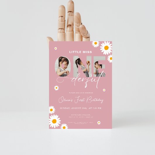 リトル恋しく思オネダーフル1st誕生日3写真デイジー 招待状