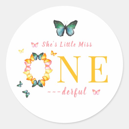 リトル恋しく思オネダーフルBoho Butterfly 1st誕生日 ラウンドシール (正面)