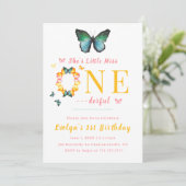 リトル恋しく思オネダーフルBoho Butterfly 1st誕生日 招待状 (スタンド正面)