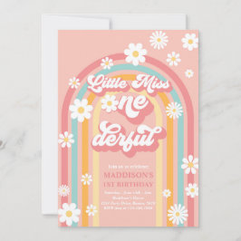 リトル恋しく思オネダーフルGroovy Rainbow 1st誕生日 招待状