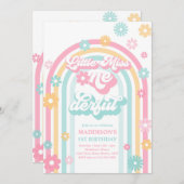 リトル恋しく思オネダーフルGroovy Rainbow 1st誕生日 招待状 (正面/裏面)