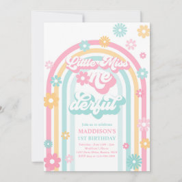 リトル恋しく思オネダーフルGroovy Rainbow 1st誕生日 招待状