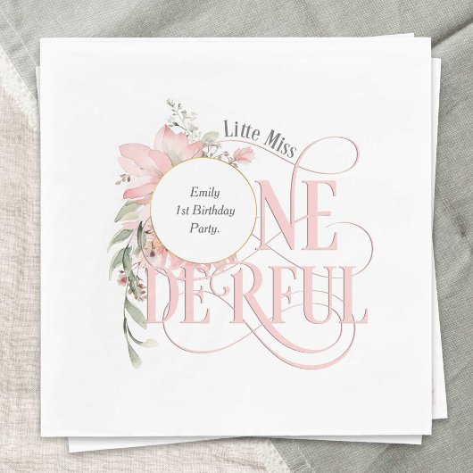 リトル恋しく思オネダーランドワイルドフラワー1st誕生日 スタンダードランチョンナプキン