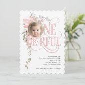 リトル恋しく思オネダーランド1歳の誕生日ワイルドフラワー 招待状 (スタンド正面)