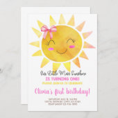リトル恋しく思サンシャインの女の子の誕生日の招待。 招待状 (正面/裏面)